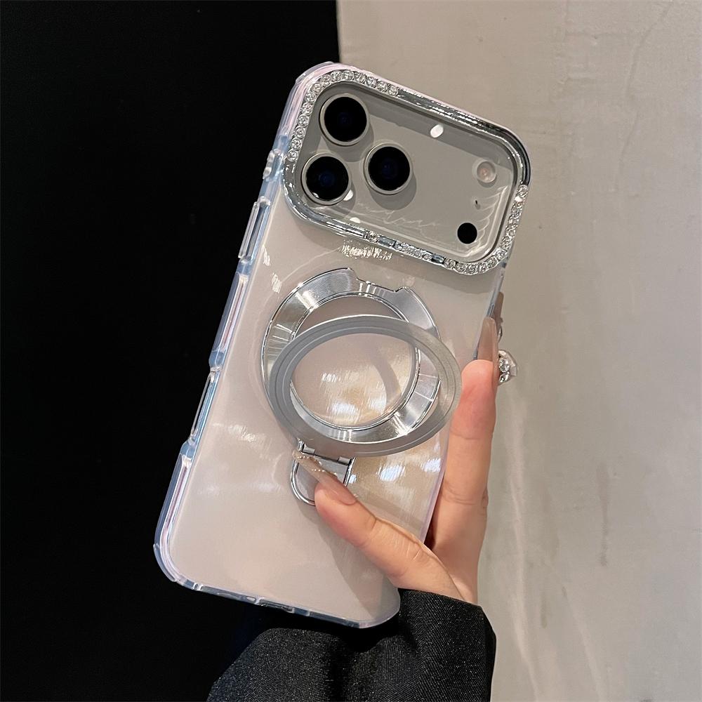 

Лазерный желеобразный магнитный противоударный чехол для iPhone 17 Air 16 15 14 13 Pro Max, подставка-кронштейн, алмазная рамка для камеры, глянцевая крышка iPhone 12 Pro Max