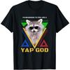 SHAAMOU Yap God Funny Raccoon Certified Yapper Born To Yap Meme T-Shirt (Black, 5X-Large)