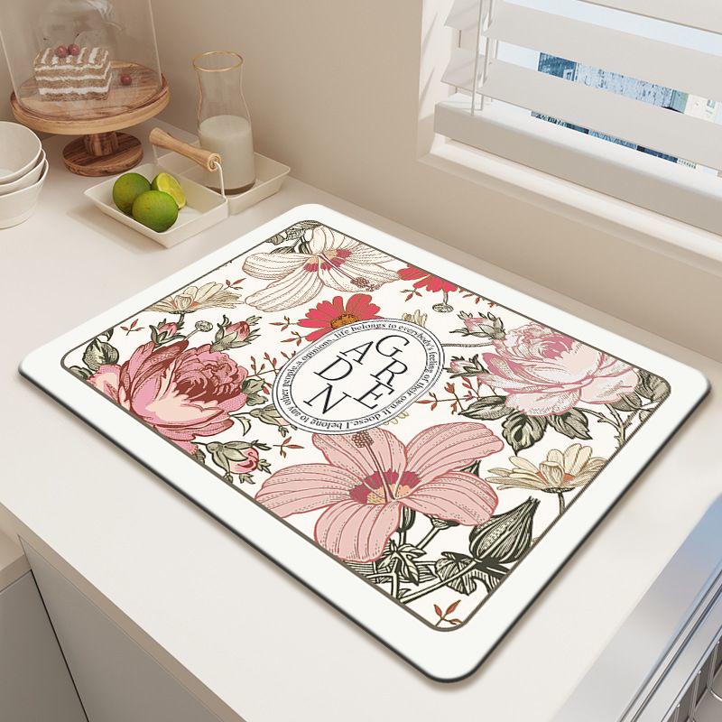 Diatom Mud Kitchen Countertop Draining Mat - Non-Slip, Heat-Resistant, Anti-Scald, and Water-Absorbent Dishwashing Mat 30x40cm 2nd Gen Diatom Mud