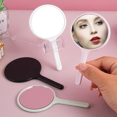 Durable Diy Makeup Mirror Handheld Small Round Handheld Mirror Anti-Fall With Handle Portable Mirror Home