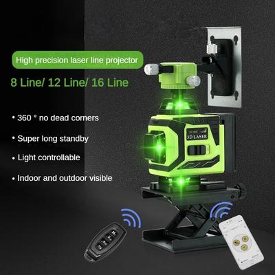 4D 8/12/16 Line Green Light Automatic Leveling Level Infrared Mini Laser Level 360° Horizontal and Vertical Cross Measurement Tool New