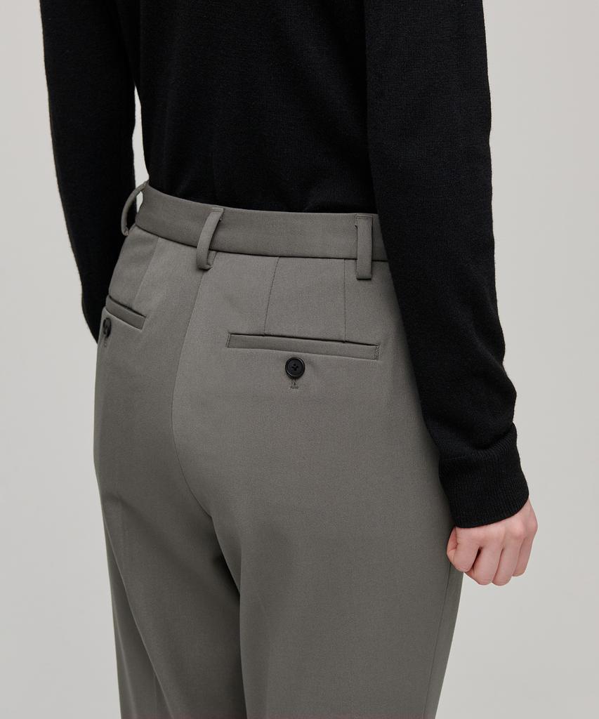 MUSINSA STANDARD WOMAN Women'S Heavyweight Fleece-Lined Slim Straight Hidden Elastic Waist Slacks [Warm Gray]