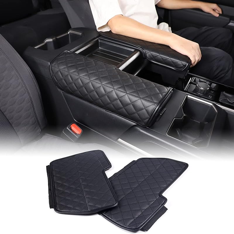 Car Leather Center Console Protector Cover Compatible with Toyota Tundra/Sequoia 2022-2025 Center Console Armrest Seat Box Cover Cushion Lid