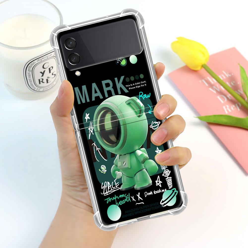 

Роскошный чехол для Samsung Galaxy Z Flip 3 4 5G Funda Z Flip3 Прозрачный ПК Жесткий Противоударный Задняя крышка телефона Милый Астронавт Звезда Космос Samsung Z Flip 4