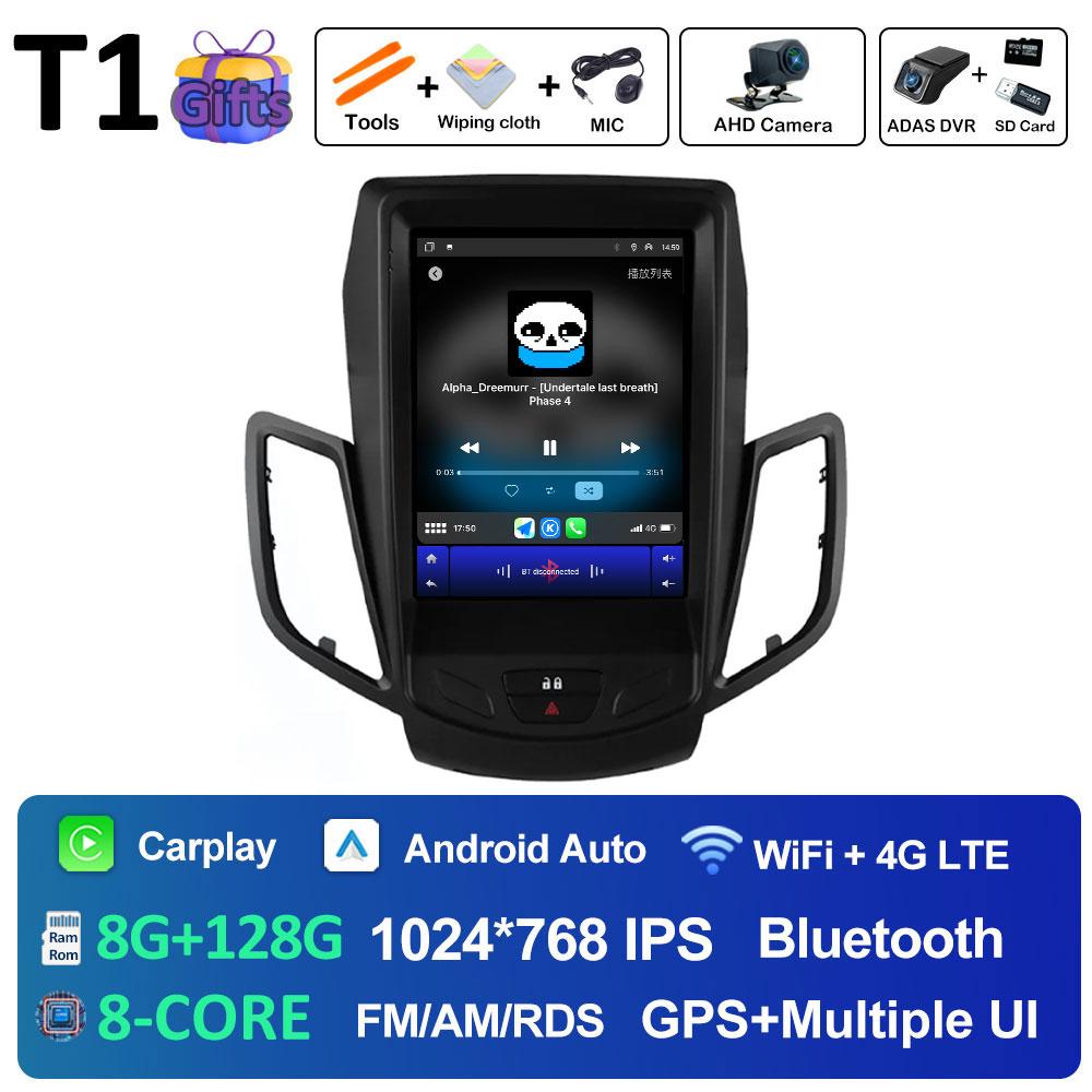 Wireless Carplay DSP Stereo For Ford Fiesta MK7 2009 2010 2011 2012 2013 2014 2015 2016 Android 14 Cooling fan GPS Navigation BT