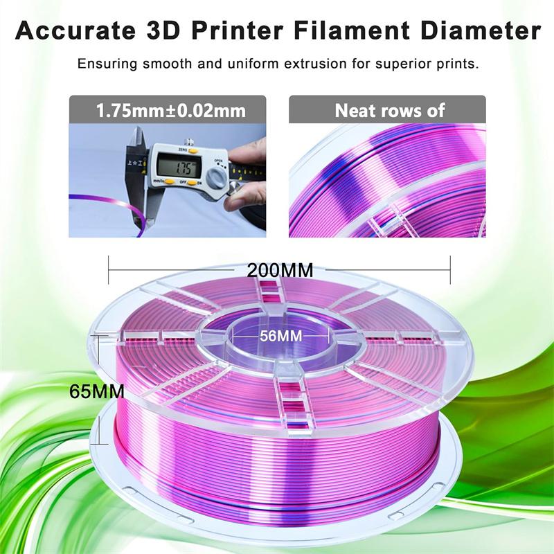 3D Printer Dual Color Filament Pla 1Kg Silk Filament 1.75Mm Two-Tone 3D Printing Material Two Color Filament Sublimation Duotone