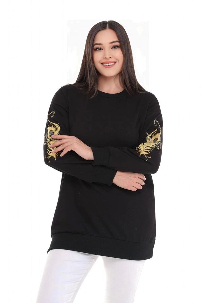 Damen Stil Übergröße Sweatshirt Besticktes Stein Sweatshirt an den Ärmeln