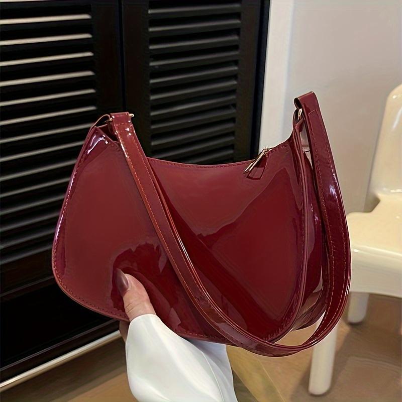 Vintage-Style Shoulder Bag for Women Inspired by Hong Kong Made of Solid Red Featuring a Zipper Closure Unlined And Undecorated Lightweight with 979₽