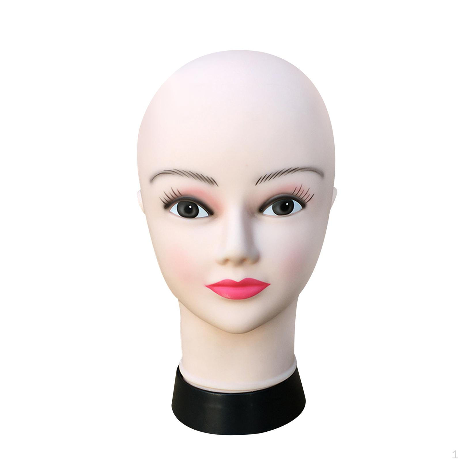 

Bald Female Mannequin Head Display Model Cosmetology Stand Holder for Glasses Pink