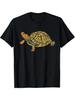 Realistic Box Turtle Shell Print T-Shirt - Black Loose Fit Casual Summer Tee with Round Neck & Turtle Graphic