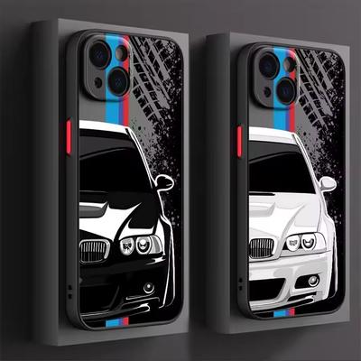 Sports B Power Car M Logo Phone Case for iPhone 16 Pro 11 12 Mini 13 14 Pro 15 Pro Max 7 8 Plus XR XS MAX Black Soft Edge Cover