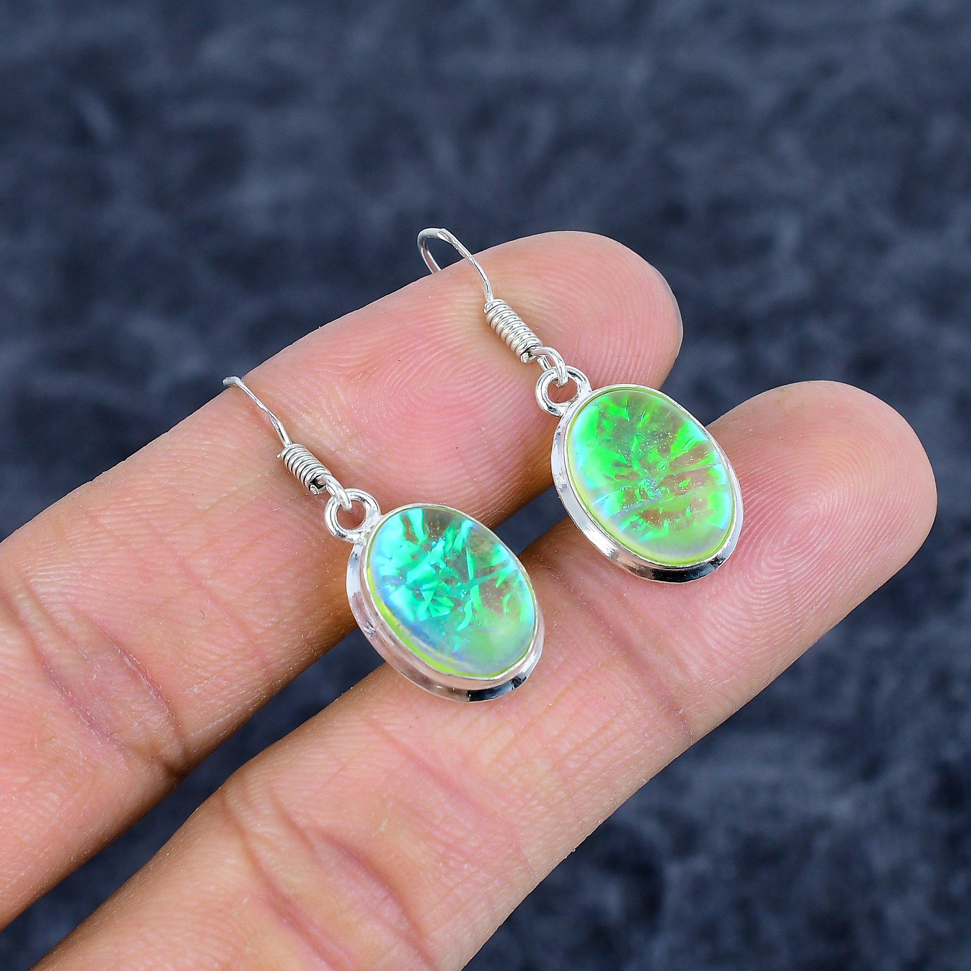 

Зелений Триплет Опал Самоцвіт 925 Срібло Сережка 1.38 M-3145