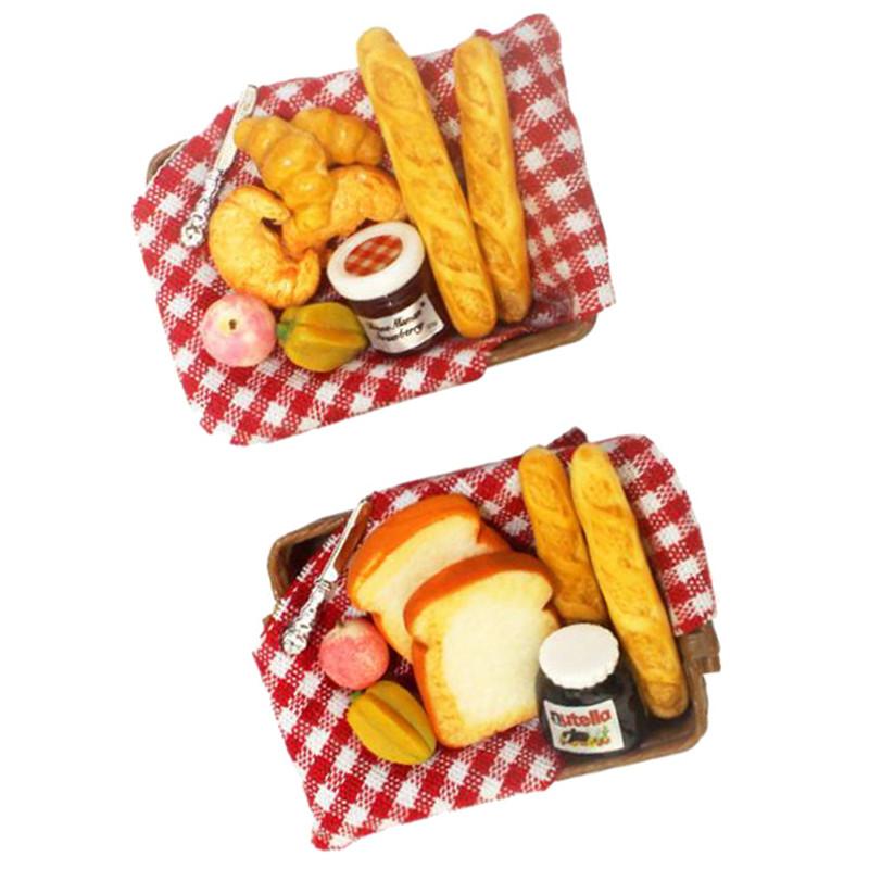 1:12 Dollhouse Miniature Breakfast Set Bread Basket Doll House Food Accessories