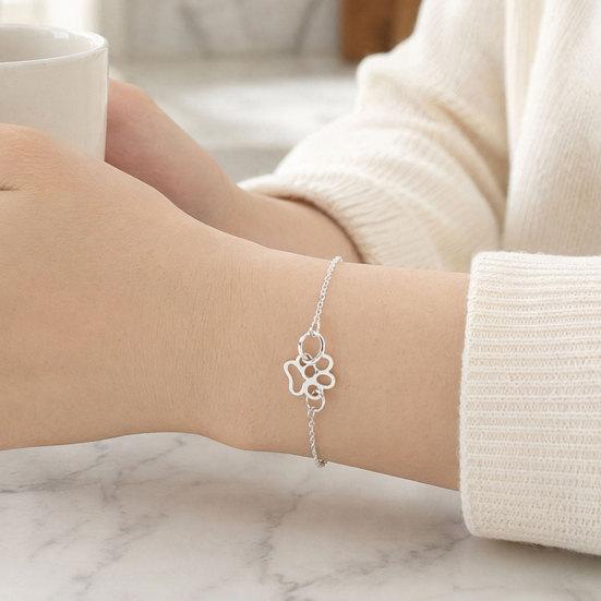 Women Bracelet, Thin Chain Design Adjustable Bracelet, Hollow Heart Dog Paw Print Healing Charm Bracelet, Multi-Purpose Wrist Anklet Accessory