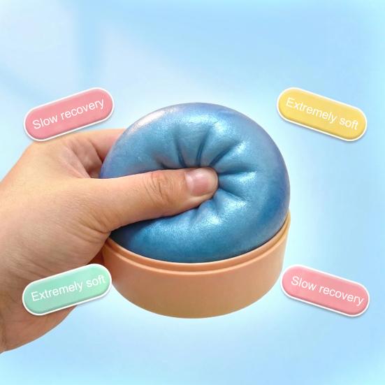 12Pcs Steamed Bun Stress Ball with Steamer Anti-Anxiety Glitter Cartoon Dumpling Squeeze Toy Simulated Dough Ball Fidget Sensory Toy