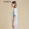PORTS Women's Spring/Summer Color-block Logo Knit Short Sleeve Top LD8K711PXE006