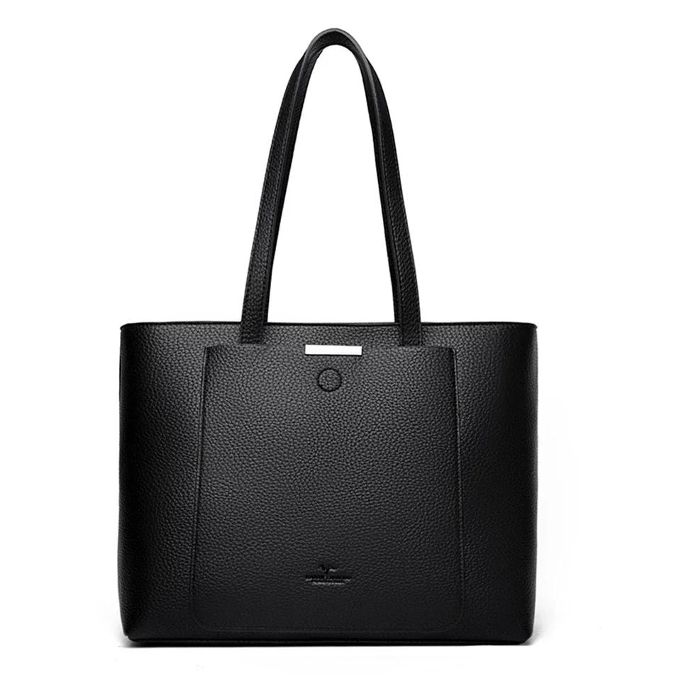 Genuine Brand Soft Leather Shoulder Bag For Women Luxury Designer Casual Tote Bag Ladies Purse Shopping Commuting
