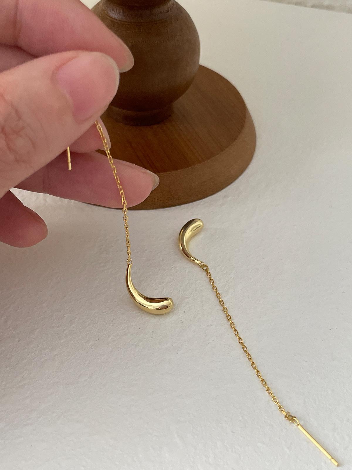 

925 sterling silver Pisces water drop fringed stud earrings female niche design advanced sense simple fashion new earrings 925 silver