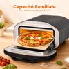 Indoor Electric Pizza Oven, 2200 W, Up To 430C, Ceramic Stone 30.5 Cm Diameter, 60-Min Timer, Black