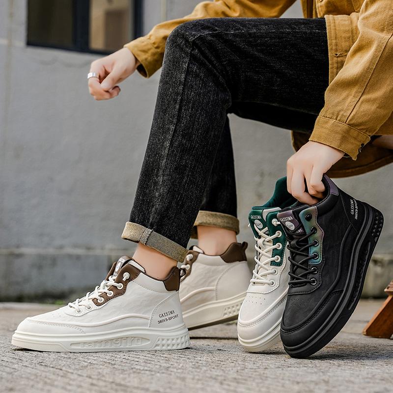 New Men's Classic Fashion High Top Thick Sole Skateboarding Shoes Comfortable Soft Sole Basketball  Sneakers