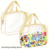 reusable clear PVC board game organization bag, zippered travel storage bag for blocks, puzzles, student books and backgammon