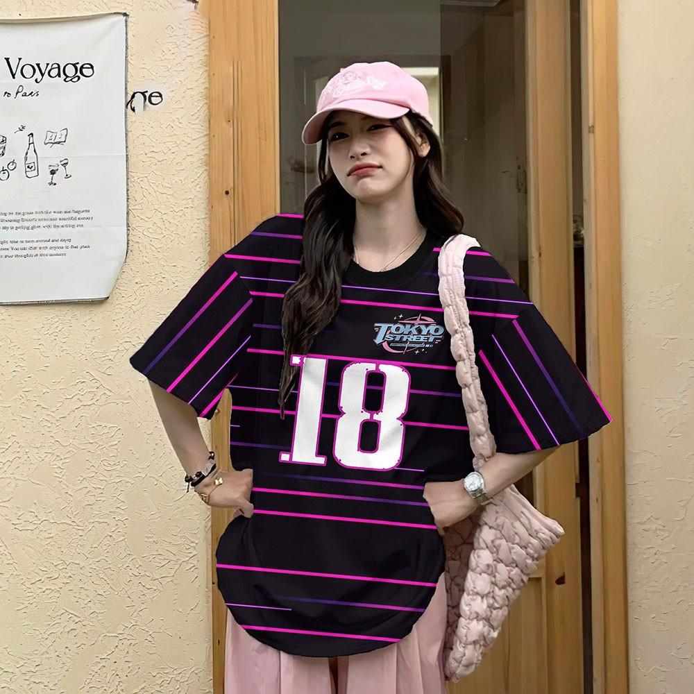 Korean Style Street Style Loose-fitting Sweatshirt, Plus Size, Breathable and Quick-drying Street T-shirt, Fashionable Women's Digital T-shirt.