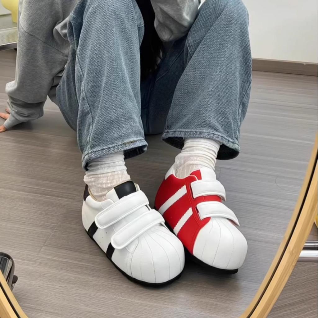Velcro Ugly Cute Shell Head German Training Bread Shoes Women's 2025 New Versatile Inner Height Increase Leisure Sports Small Board Shoes