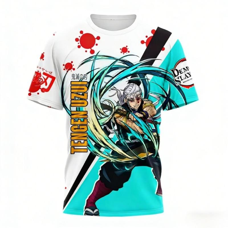 2026 New Demon Slayer Daki & Gyutaro T Shirt For Men 3D Print Anime Graphic Tee Short Sleeve Round Neck Casual Streetwear Tops