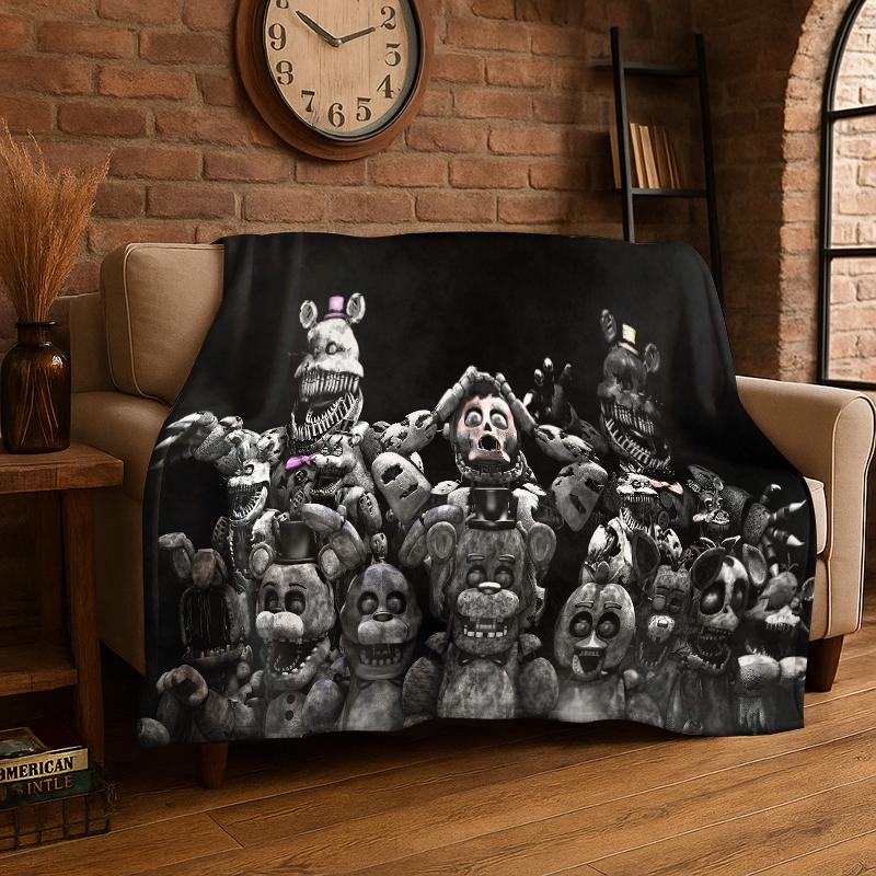 

Classic F-FNAF Horror Game Freddy Flannel Blanket Soft Warm Throw Blanket for Bedroom Living Room Bed Travel Camping Picnic 75x90cm