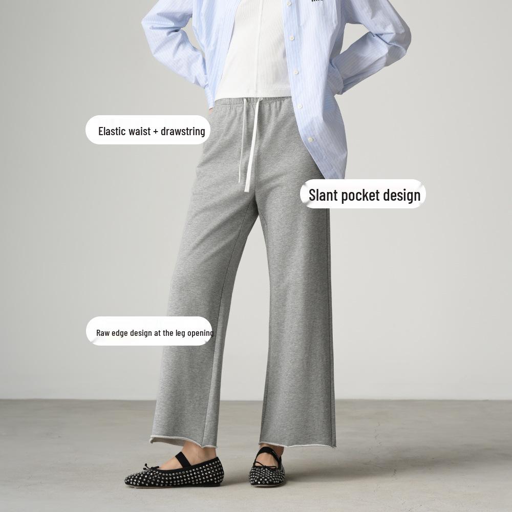 

ABOUTSEA Women s Spring Casual Flare Pants - Petite Terry Cloth with Ripped Detailing M