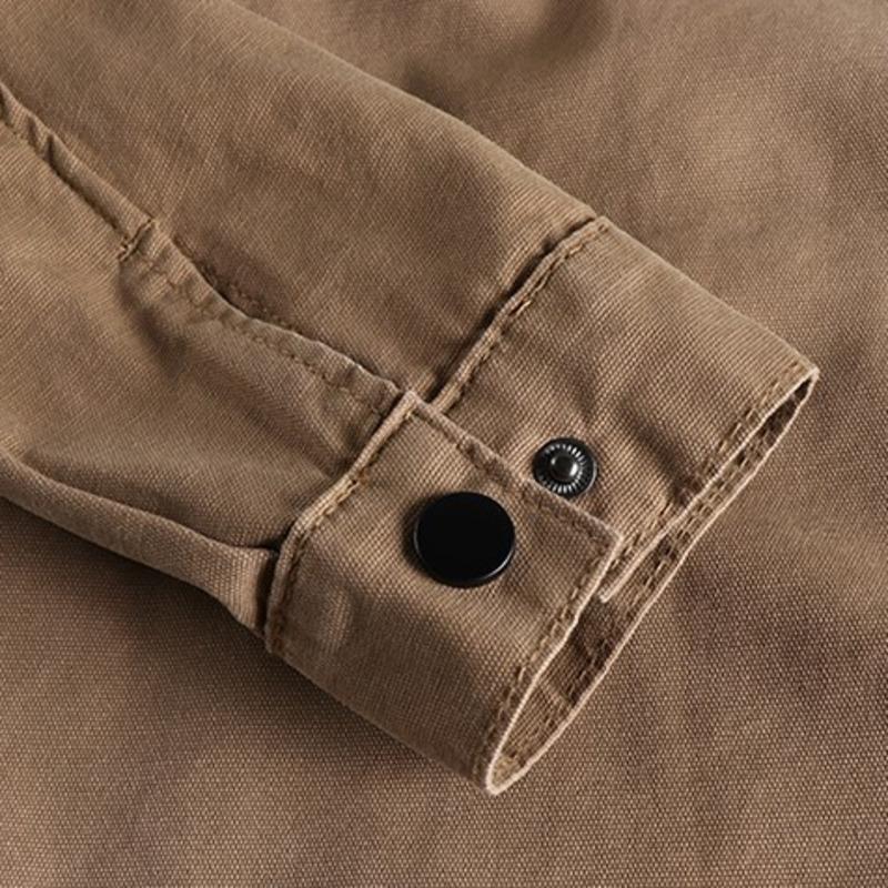 Ανδρικά Ρούχα Εργασίας Μακρυμάνικα Πουκάμισα Βαμβακερά Καθημερινά Φαρδιά Όμορφα Ευέλικτα Ανδρικά Cargo Πλυμένα Μεγάλη Τσέπη Υφασμένα Πουκάμισα Μπουφάν
