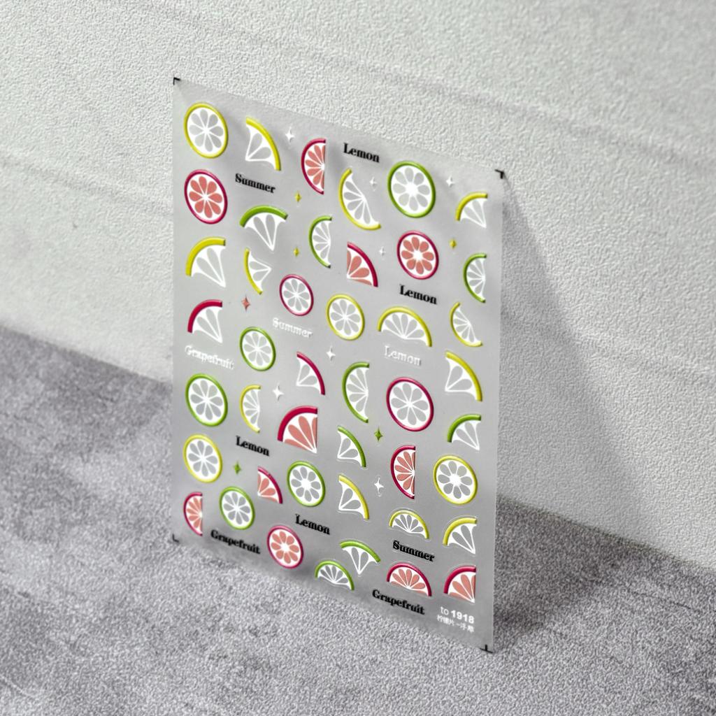 Fruit Party Nail Art Sticker Pineapple Pitaya Kiwi Fruit Apple Watermelon Strawberry Orange Pomegranate Peach Fig Manicure Decal