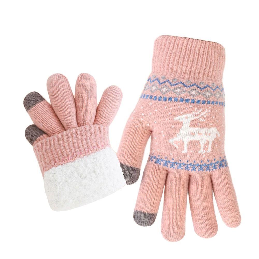 Fleece Lining Winter Gloves Thickened Knitted Gloves Fashion Warm Gloves  Women Men