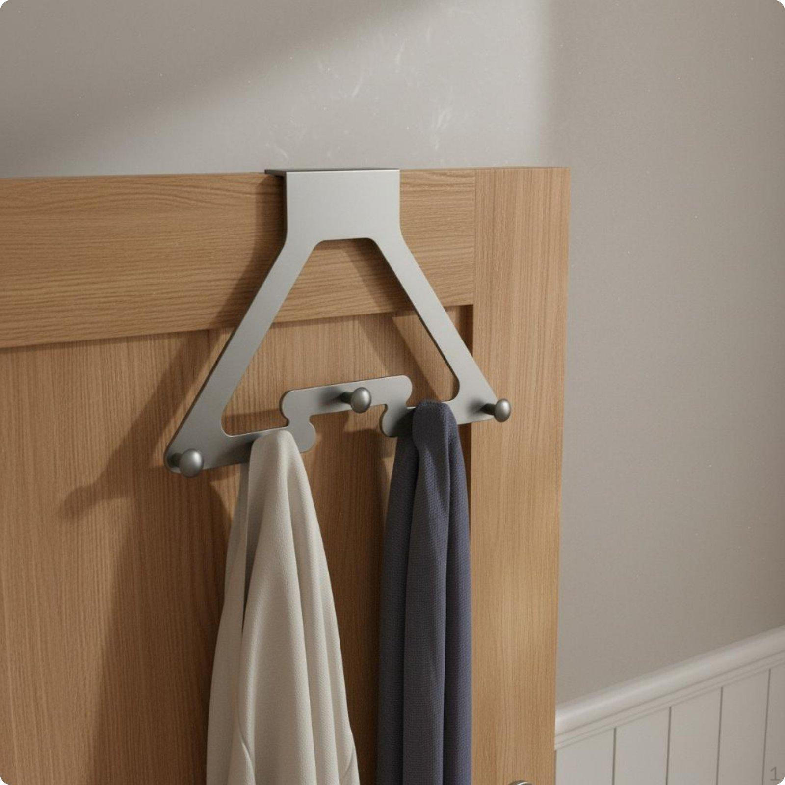Over the Door Hook Rack No Drill Damage Storage Hardware for Bedroom Gun Gray Gun Gray Mushroom 5-hook