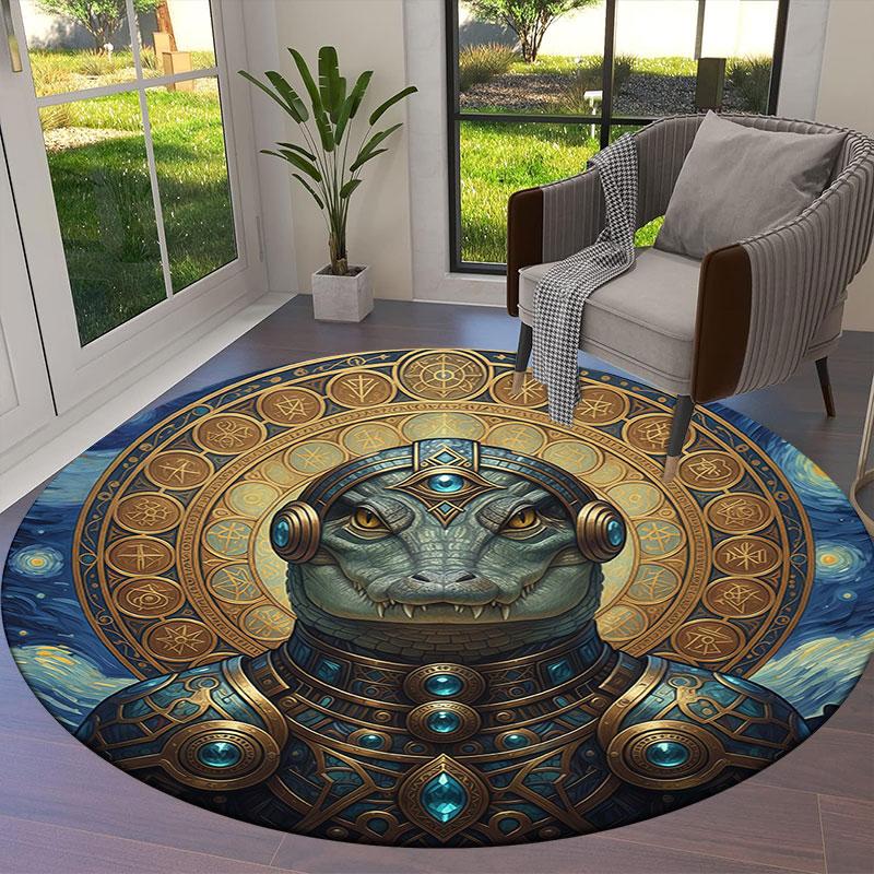 AnimalSorcerer Round Area Rug,Carpet Rug for Living Room Bedroom Sofa Playroom Decor,Non Slip Floor Mat