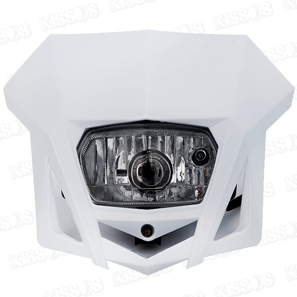 Headlight Cowl Motocross Street Headlamp Front Mask Motorcycle Dirt Bike Light Cowl Off-Road (White)
