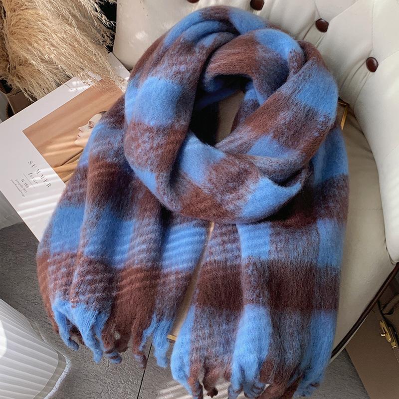 

Mid-Length Women s Winter Scarf Thickened Warm Neck Warmer Skin-Whitening Fringed Retro Versatile
