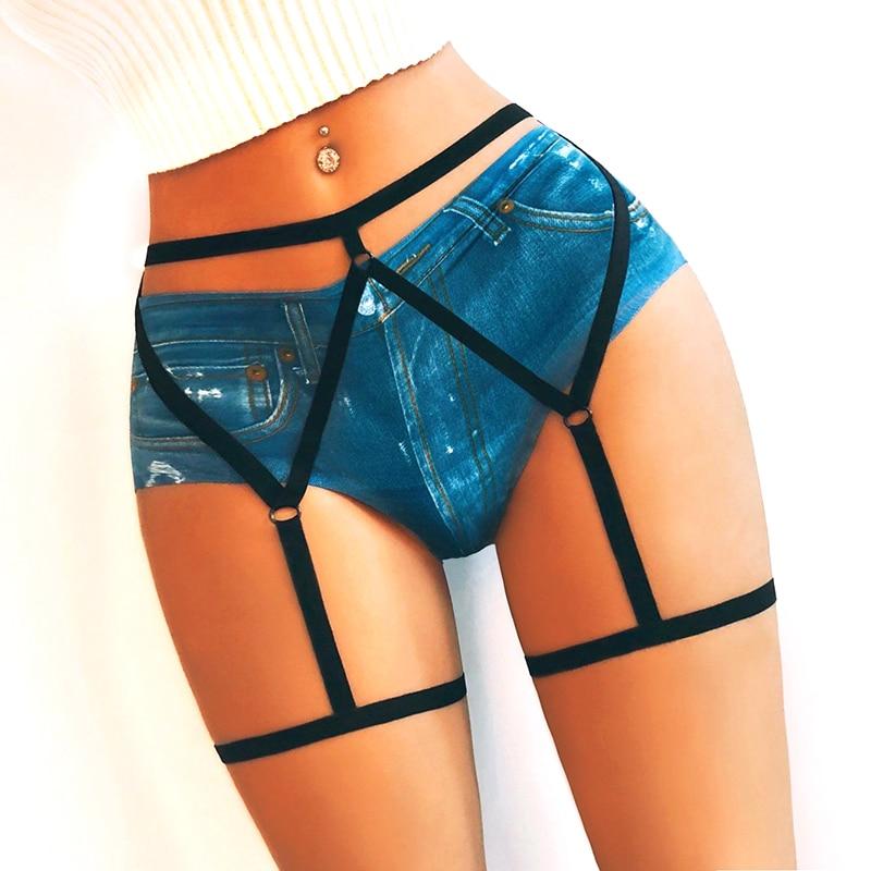 Buy Womens Sexy Elastic Garter Belt Bondage Leg Harness Pantie Lingerie