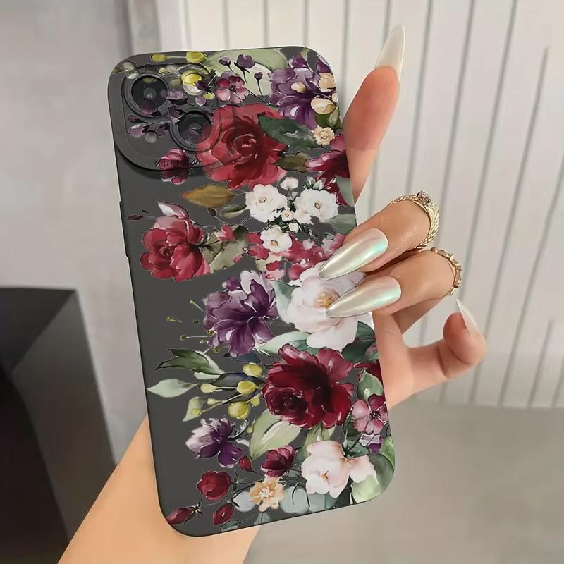 For iPhone 16 15 14 13 12 11 Pro Max Flower Pattern Phone Cover For iPhone XS Max XR X 7 8 14 Plus 15 Matte Soft Silicone Cover