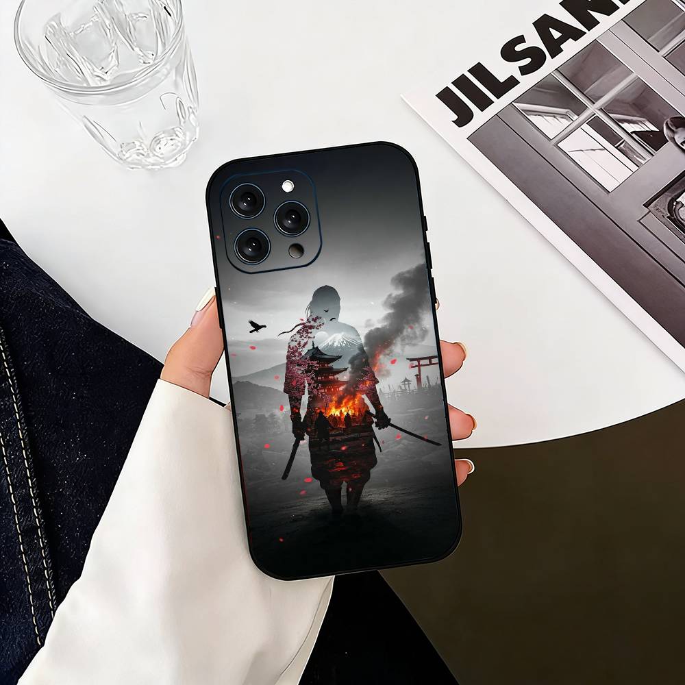 

G-Ghost Of Yotei Game Phone Case For iPhone 17,16,15,14,13,12,11 Plus,Pro Max,XS,Soft Silicone Black Cover iPhoneXSMAX