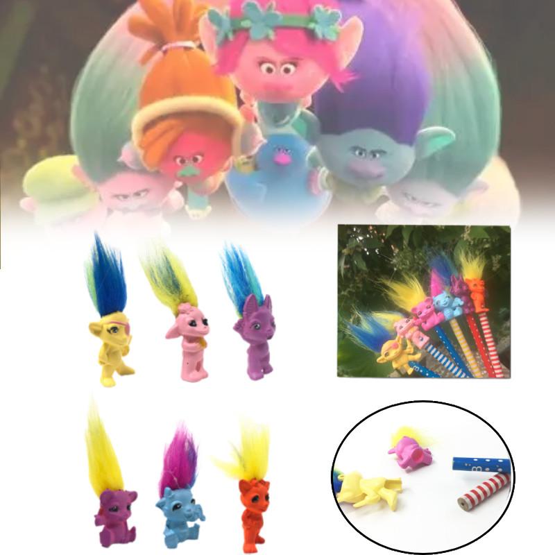 Boneca Troll de Plástico Adorável de Desenho Animado Com Cabelos Coloridos Brinquedo Colecionável Vintage