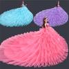 Princess Elegant Drag Tail Wedding Dress +Veil + Bow Hair Clip for 30cm Doll Clothes Kid DIY Toy Girls Gift Accessories