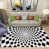 3D Illusion Hole Carpet Dizziness Black and White Striped Grid Rug Bedroom E-sports Room Anti Slip Mat Home Decoration