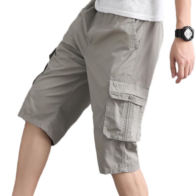 Pánské Streetwearové Ležérní Šortky Módní Volné Rovné Kapsáčové Šortky Pod Koleno Bavlněné Jogger Šortky Pánské Zkrácené Kalhoty
