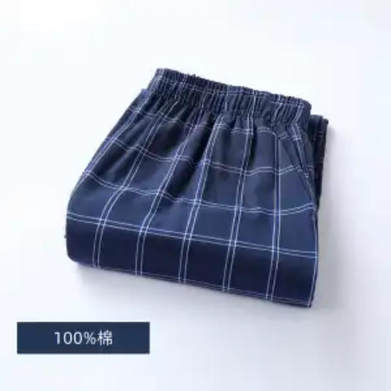 

Мужские Женские 100% Хлопок Клетчатые Эластичный Пояс Домашние Брюки L