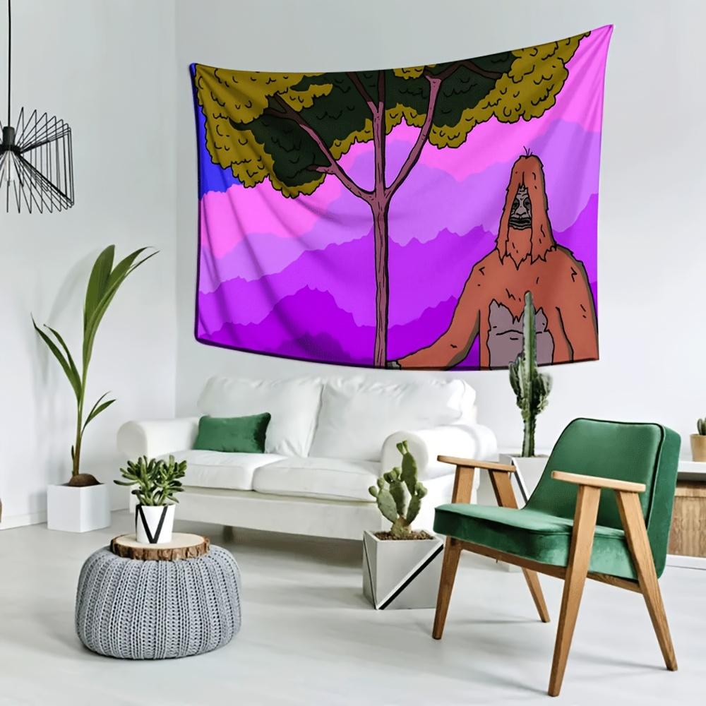 VIKAMA Fantasy Cartoon Tapestry BluePurplePink Mountain Sky Artistic Living Room Sofa Backdrop Wall Decor Room Accent