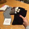 Plush Ball Mid Tube Socks Thick Warm Knit Socks Women Cute Wool Mid-Calf Socks  Girls