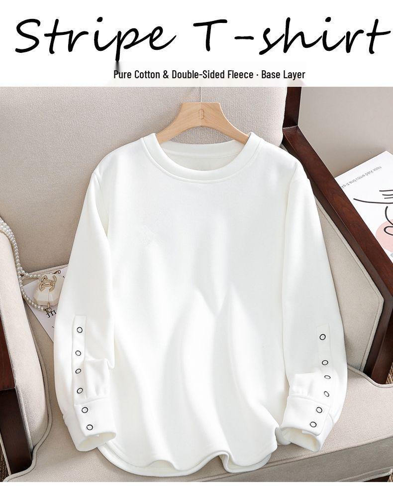 2024 Women's Oversized Long-Sleeve Cotton T-Shirt - Korean Style Round Neck Autumn Tee