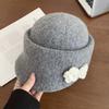 Korean Ins Flower Beret Children Autumn And Winter Niche Face Small Black Knitted Newsboy Top Hat