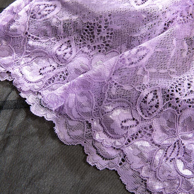 Lavender Lace Lingerie Set With Bra Skirt Bow And Matching Panties
